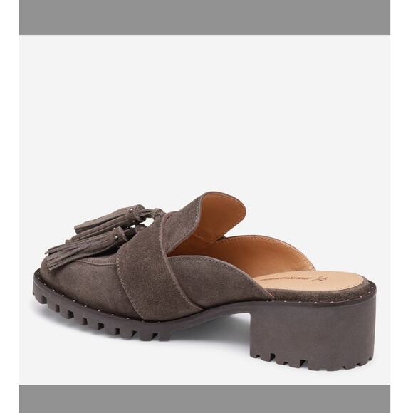 NEW Johnston & Murphy Alice Fringe Mules Slip On Suede Leather Dark Brown 8.5 - Picture 2 of 9